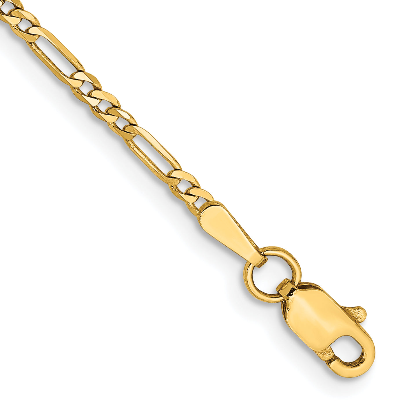 14K Yellow Gold 8 Inch 1.8mm Flat Figaro With Lobster Clasp Bracelet