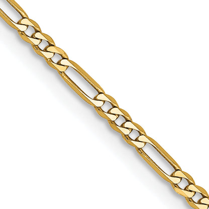 14K Yellow Gold 1.8mm Flat Figaro With Lobster Clasp Chain Necklace