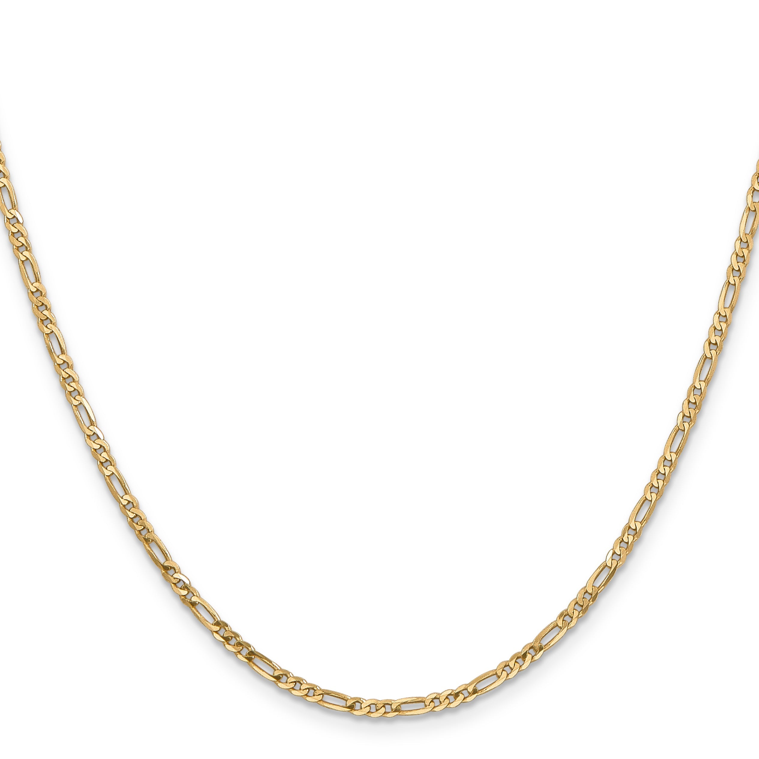 14K Yellow Gold 2.25mm Flat Figaro With Lobster Clasp Chain Necklace