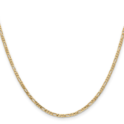 14K Yellow Gold 2.25mm Flat Figaro With Lobster Clasp Chain Necklace