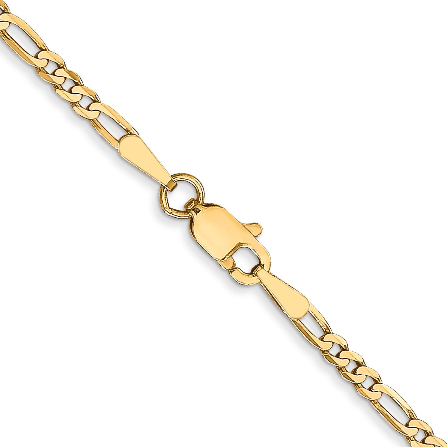 14K Yellow Gold 2.25mm Flat Figaro With Lobster Clasp Chain Necklace