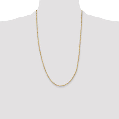 14K Yellow Gold 2.25mm Flat Figaro With Lobster Clasp Chain Necklace