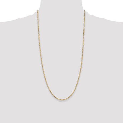14K Yellow Gold 2.25mm Flat Figaro With Lobster Clasp Chain Necklace