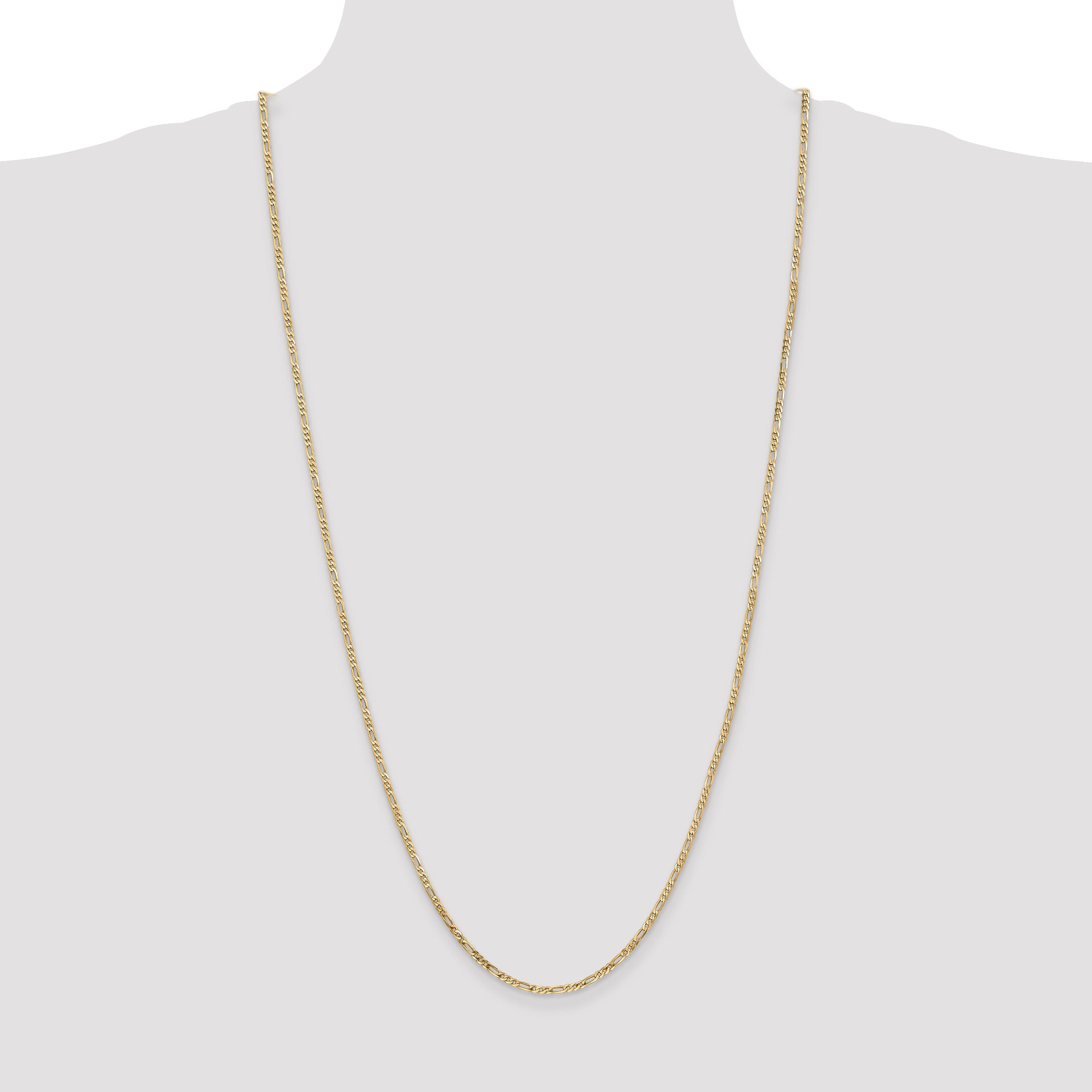 14K Yellow Gold 2.25mm Flat Figaro With Lobster Clasp Chain Necklace