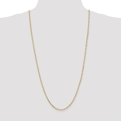 14K Yellow Gold 2.25mm Flat Figaro With Lobster Clasp Chain Necklace