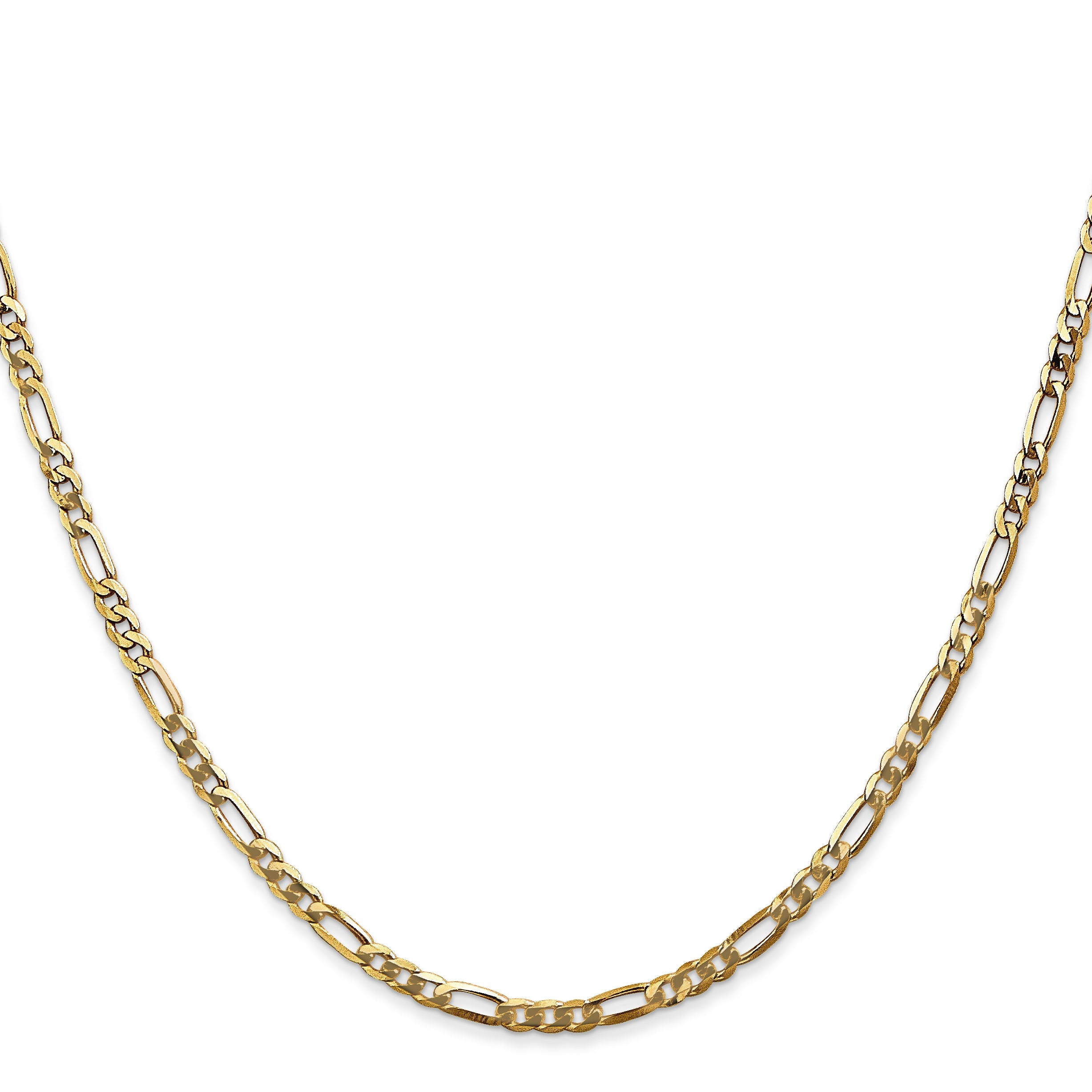 14K Yellow Gold 2.75mm Flat Figaro With Lobster Clasp Chain Necklace