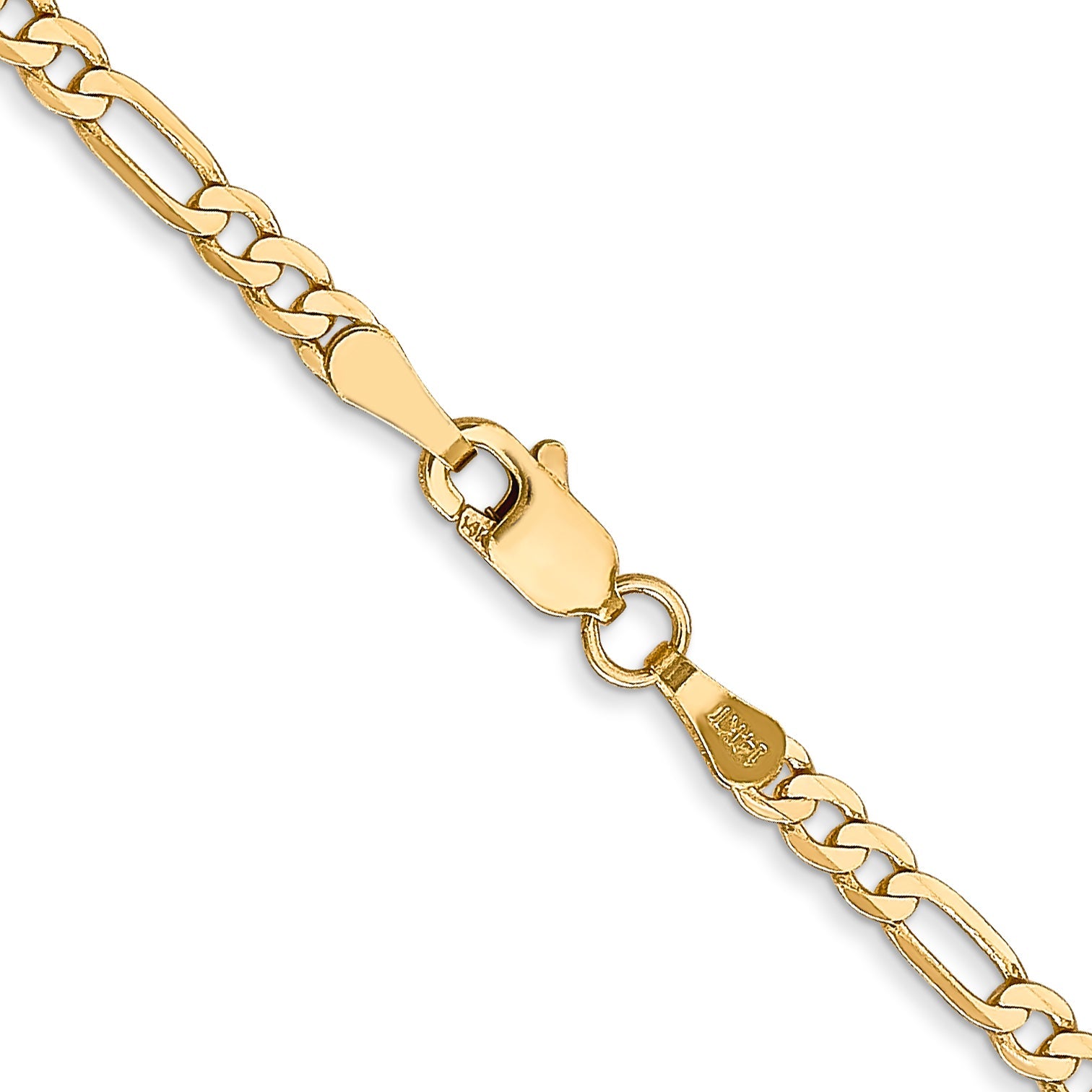 14K Yellow Gold 2.75mm Flat Figaro With Lobster Clasp Chain Necklace