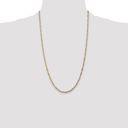 14K Yellow Gold 2.75mm Flat Figaro With Lobster Clasp Chain Necklace