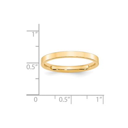 18k Yellow Gold 2.5mm Standard Weight Flat Comfort Fit Wedding Band Ring