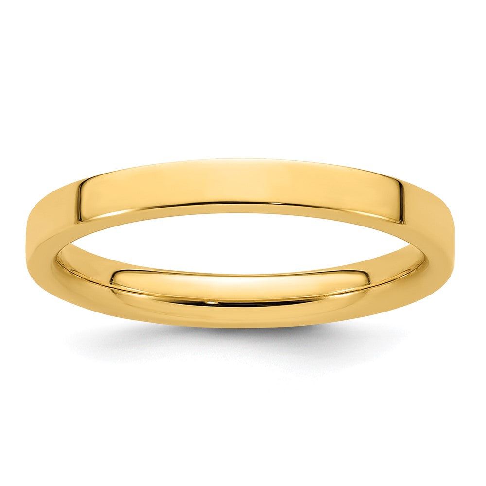 18k Yellow Gold 2.5mm Standard Weight Flat Comfort Fit Wedding Band Ring