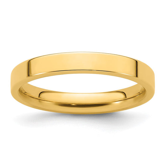 14k Yellow Gold 3mm Standard Weight Flat Comfort Fit Wedding Band Ring