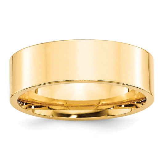 18k Yellow Gold 7mm Standard Weight Flat Comfort Fit Wedding Band Ring