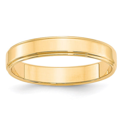 18k Yellow Gold 4mm Flat with Step Edge Wedding Band Ring