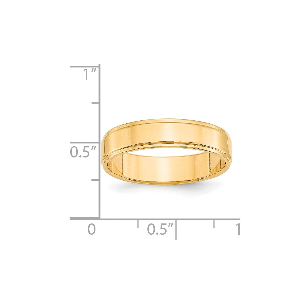 18k Yellow Gold 5mm Flat with Step Edge Wedding Band Ring