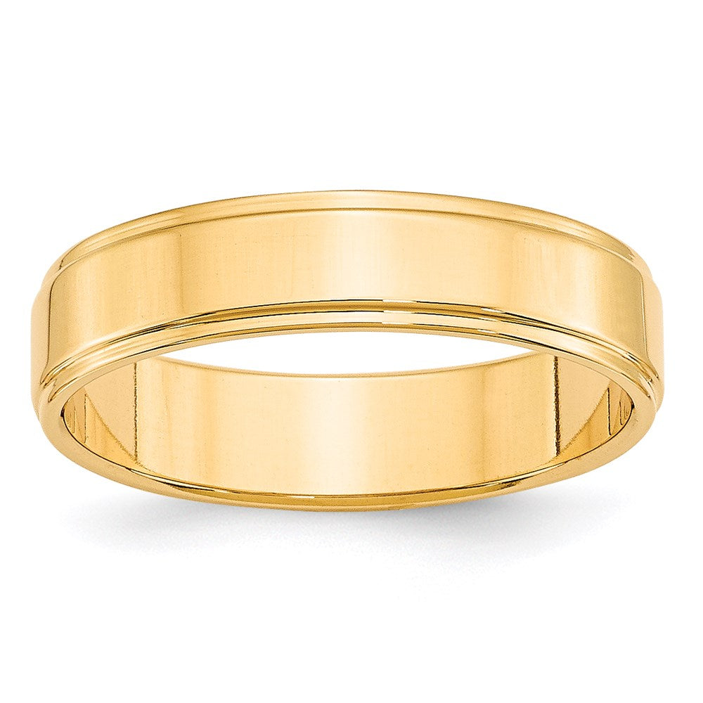 18k Yellow Gold 5mm Flat with Step Edge Wedding Band Ring