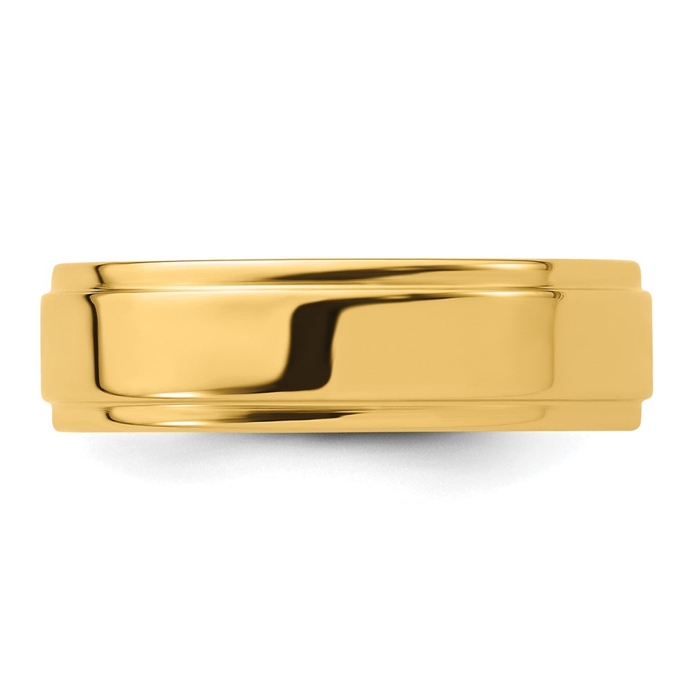 14k Yellow Gold 6mm Flat with Step Edge Wedding Band Ring