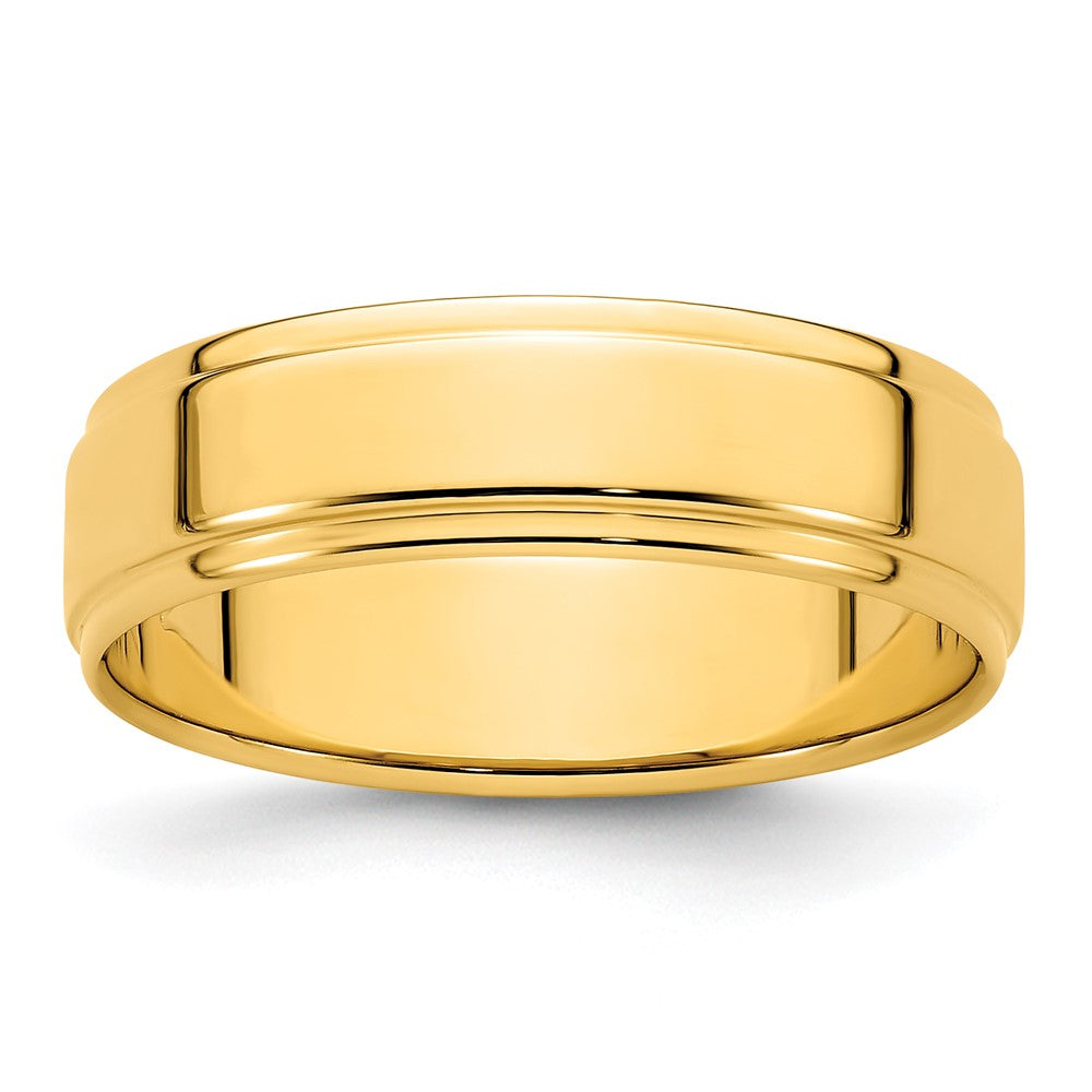 14k Yellow Gold 6mm Flat with Step Edge Wedding Band Ring