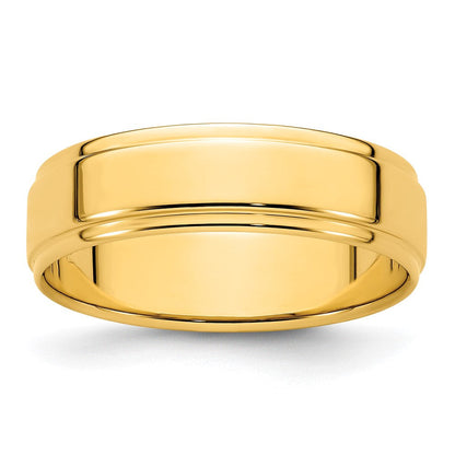 18k Yellow Gold 6mm Flat with Step Edge Wedding Band Ring