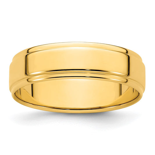 18k Yellow Gold 6mm Flat with Step Edge Wedding Band Ring