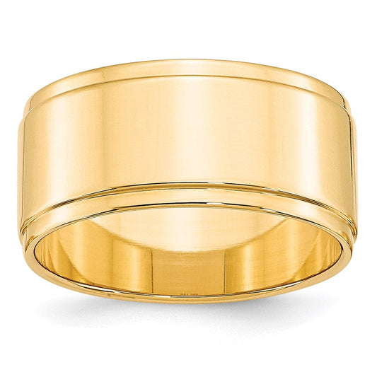14k Yellow Gold 10mm Flat with Step Edge Wedding Band Ring