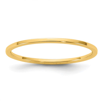 10K Yellow Gold 10Ky 1mm Lightweight Flat Band Size 9