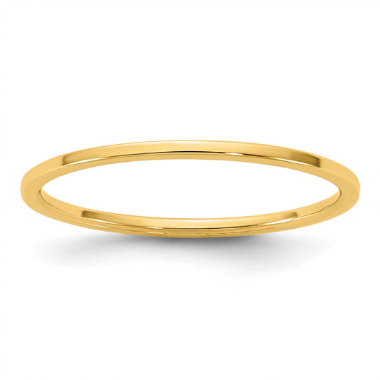 10K Yellow Gold 10Ky 1mm Lightweight Flat Band Size 6