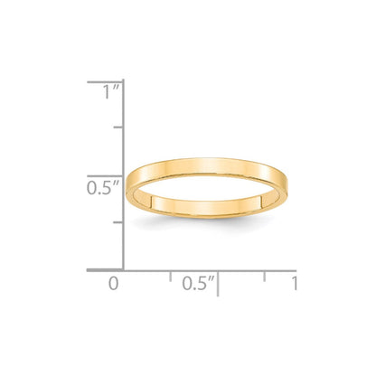 18k Yellow Gold 2.5mm Lightweight Flat Wedding Band Ring