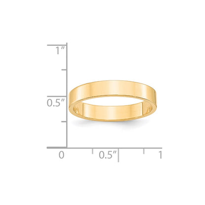 14k Yellow Gold 4mm Lightweight Flat Wedding Band Ring