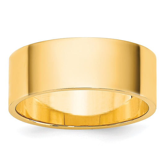 18k Yellow Gold 7mm Lightweight Flat Wedding Band Ring
