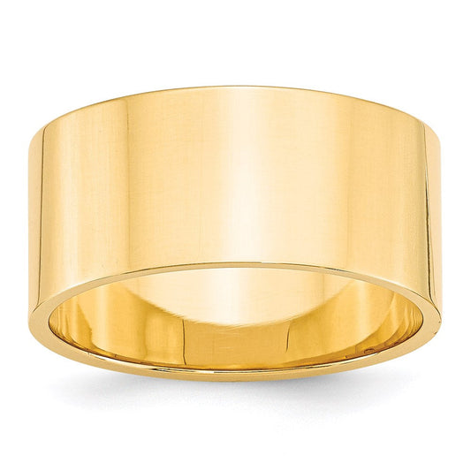 14k Yellow Gold 10mm Lightweight Flat Wedding Band Ring