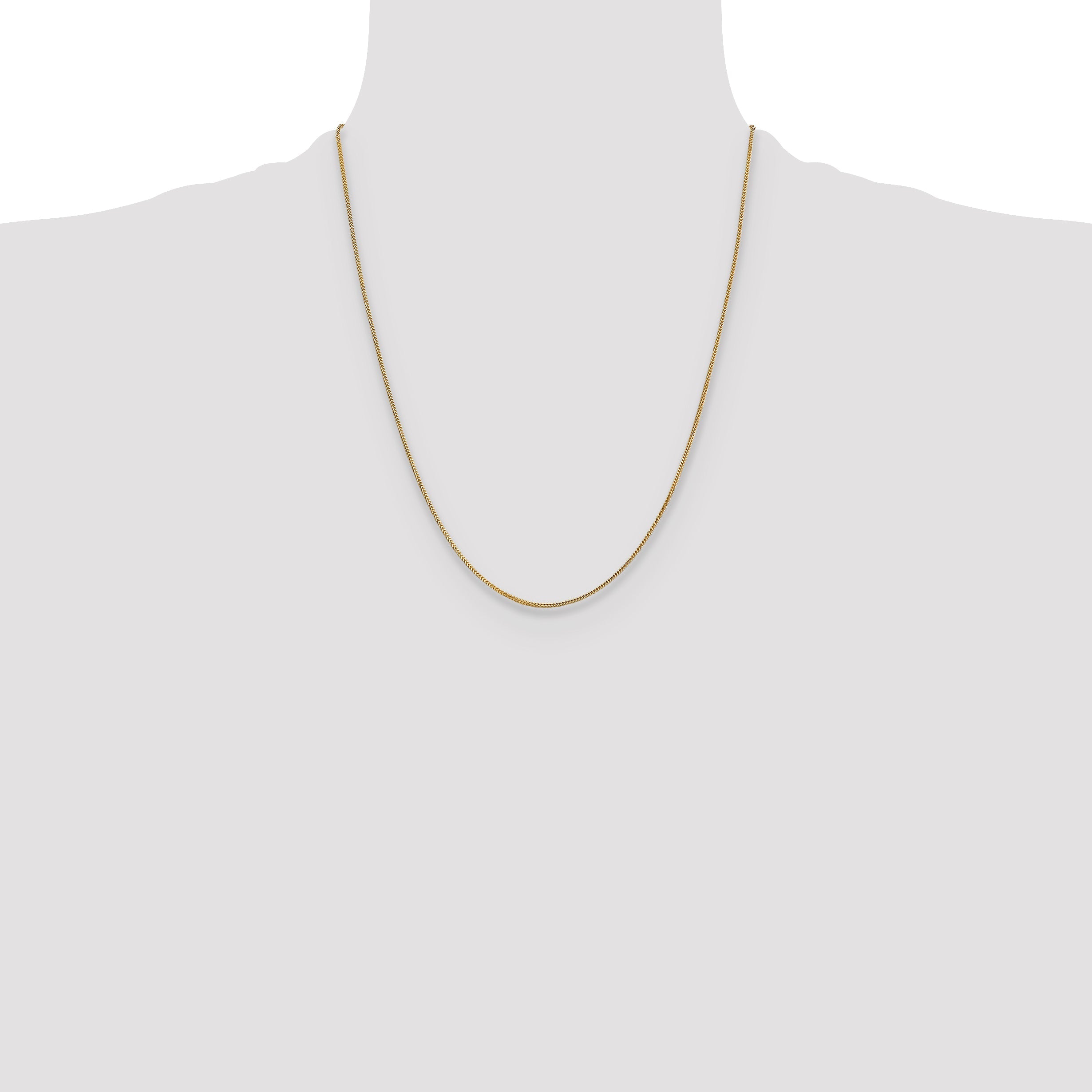 14K Yellow Gold 22 Inch .9mm Franco With Lobster Clasp Chain Necklace