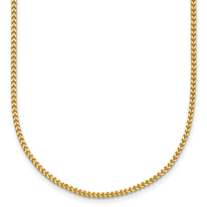 14K Yellow Gold 20 Inch 1mm Franco With Lobster Clasp Chain Necklace