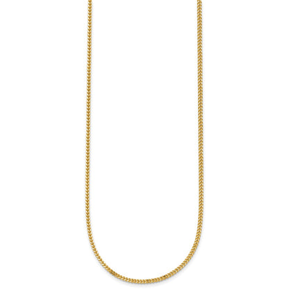 14K Yellow Gold 24 Inch 1.3mm Franco With Lobster Clasp Chain Necklace