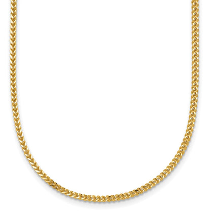 14K Yellow Gold 22 Inch 1.3mm Franco With Lobster Clasp Chain Necklace