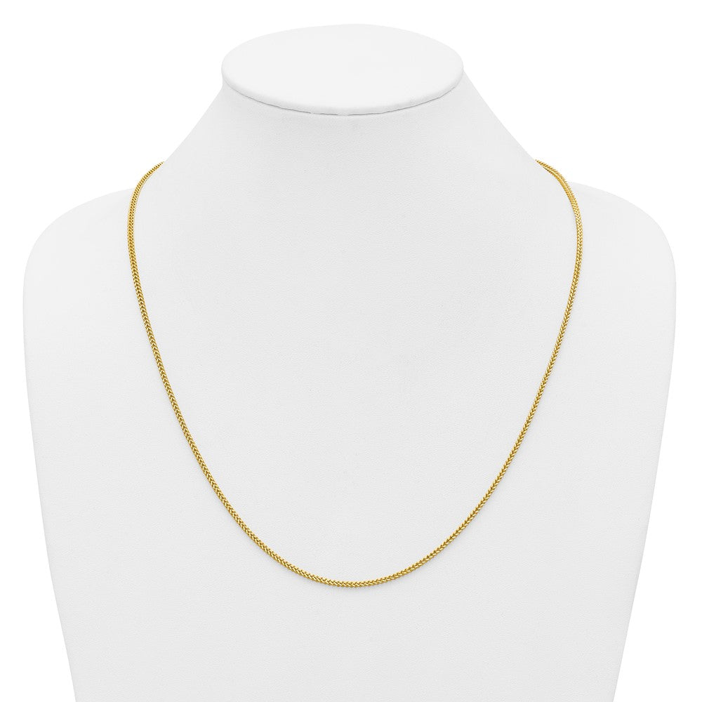 14K Yellow Gold 24 Inch 1.5mm Franco With Lobster Clasp Chain Necklace