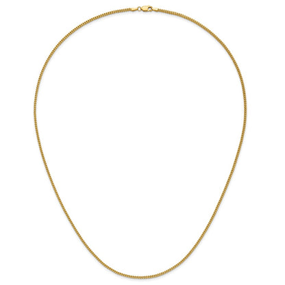 14K Yellow Gold 24 Inch 1.5mm Franco With Lobster Clasp Chain Necklace