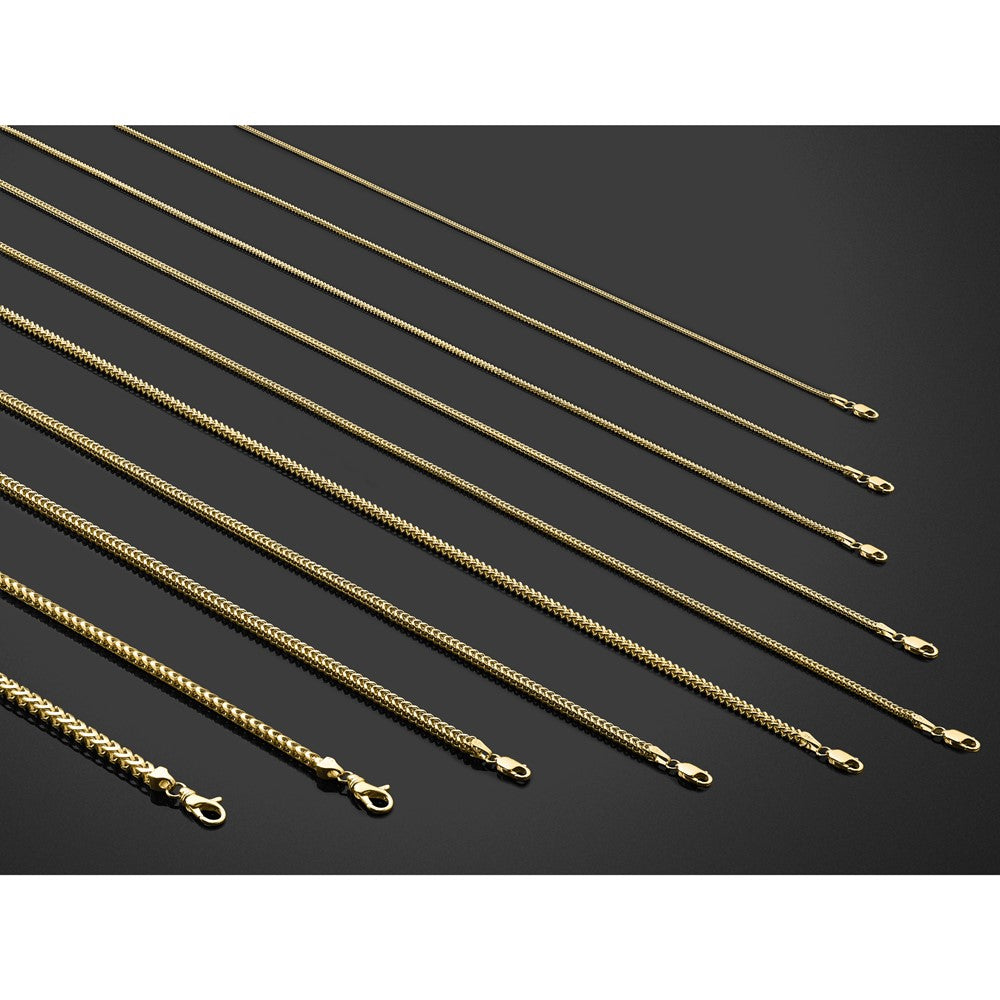 14K Yellow Gold 24 Inch 1.5mm Franco With Lobster Clasp Chain Necklace