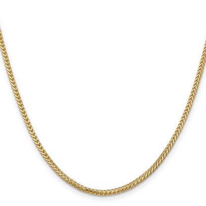14K Yellow Gold 24 Inch 2mm Franco With Lobster Clasp Chain Necklace