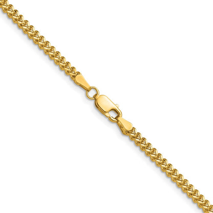 14K Yellow Gold 22 Inch 2mm Franco With Lobster Clasp Chain Necklace