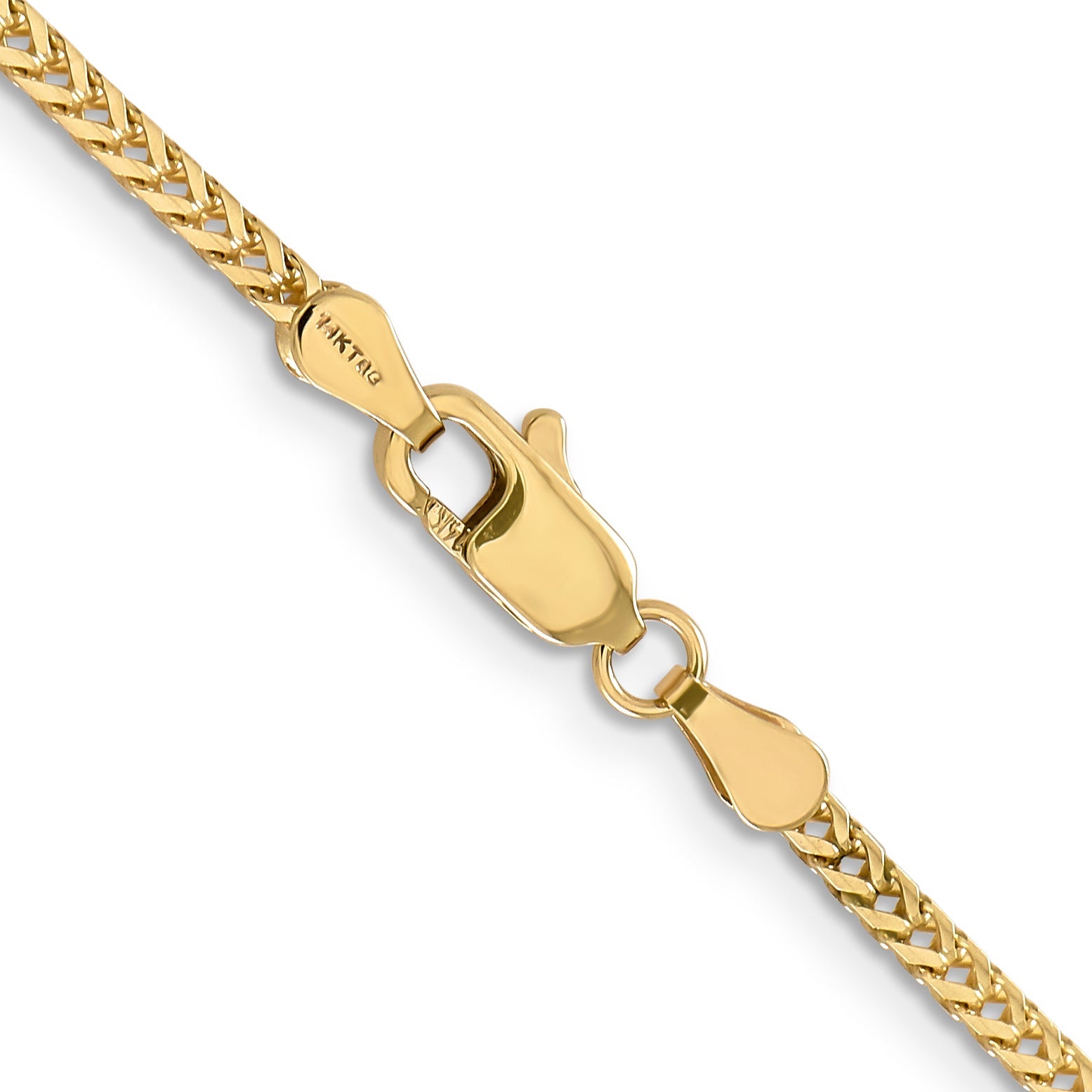 14K Yellow Gold 24 Inch 2mm Franco With Lobster Clasp Chain Necklace