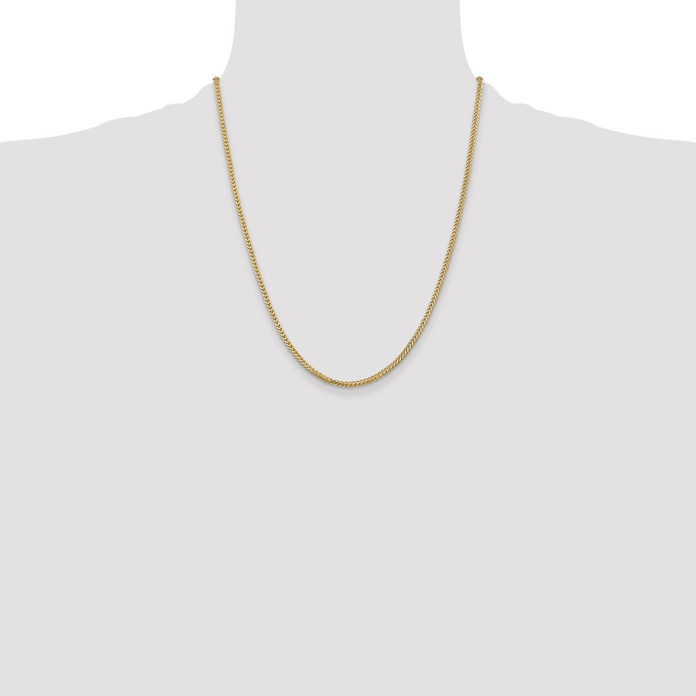 14K Yellow Gold 22 Inch 2mm Franco With Lobster Clasp Chain Necklace