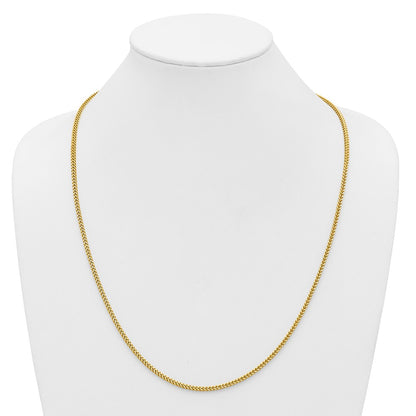 14K Yellow Gold 26 Inch 2mm Franco With Lobster Clasp Chain Necklace