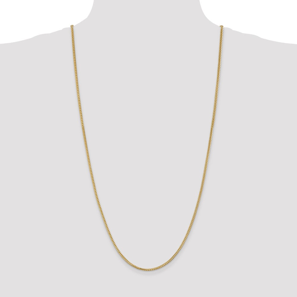 14K Yellow Gold 30 Inch 2mm Franco With Lobster Clasp Chain Necklace