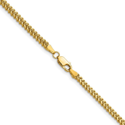 14K Yellow Gold 22 Inch 2.3mm Franco With Lobster Clasp Chain Necklace