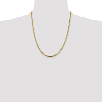14K Yellow Gold 22 Inch 2.3mm Franco With Lobster Clasp Chain Necklace