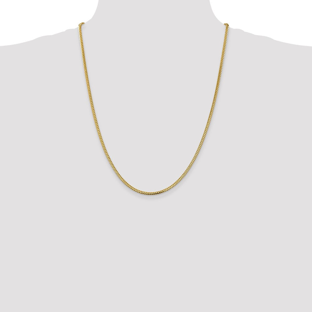 14K Yellow Gold 24 Inch 2.3mm Franco With Lobster Clasp Chain Necklace