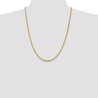 14K Yellow Gold 24 Inch 2.3mm Franco With Lobster Clasp Chain Necklace