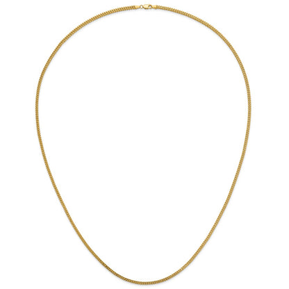 14K Yellow Gold 30 Inch 2.3mm Franco With Lobster Clasp Chain Necklace