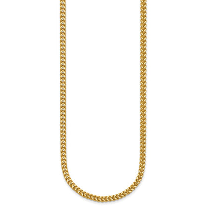 14K Yellow Gold 30 Inch 2.5mm Franco With Lobster Clasp Chain Necklace
