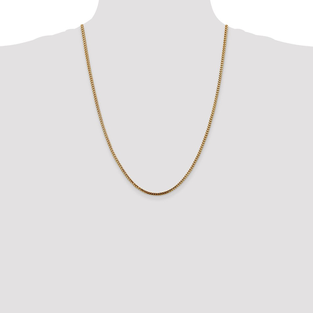 14K Yellow Gold 24 Inch 2.5mm Franco With Lobster Clasp Chain Necklace